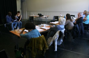 Writers observing as a script is workshopped